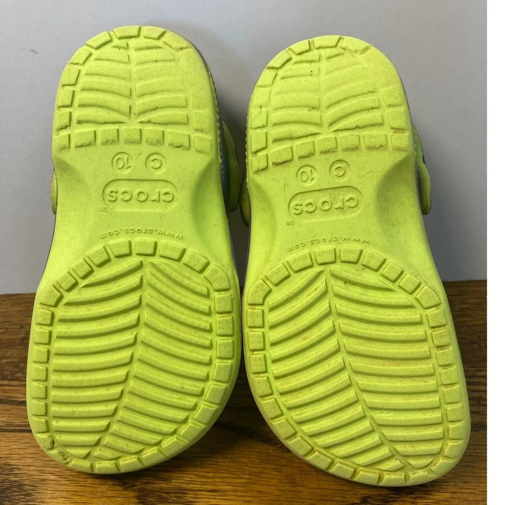Crocs Classic Galaxy Spray Paint Clogs Kids Size C10 Neon Green Purple Black